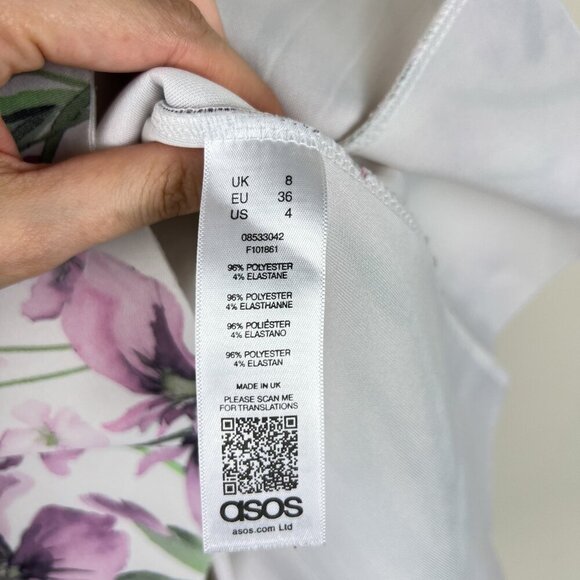 ASOS White Floral Printed Bust Overlay Scuba Mini Dress - Picture 4 of 6